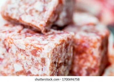 Macro Shot Of Frozen Beef Cube Steak Texture, Shot In The Studio