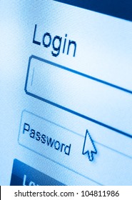 Macro Shot Of Login And Password On Computer Screen