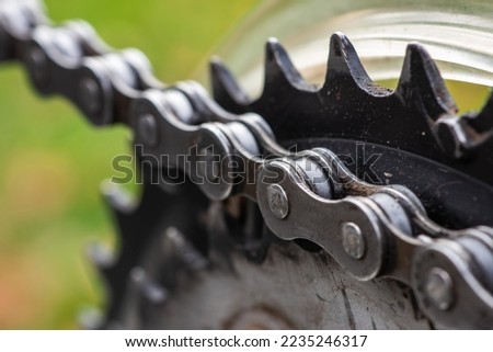 Macro shot of mountain bike chain. close up.