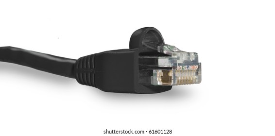 Macro shot of network connection plug