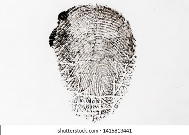 Macro Shot Of Persons Fingerprint, Evidence In A Crime Case, White And Black Colorss