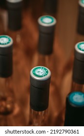 Macro Shot Of Sealed Minuty Rosé Wine Bottles. Taken At Town Square, Dubai, UAE On 10th August 2022.