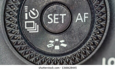The macro shot of the settings of a camera with the AF settings and the preview settings