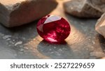 Macro shot of a single rough Ruby crystal, perfect for jewelry design, geology projects, or natural mineral texture references in product advertising.