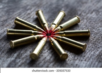 Macro Shot Of Small-caliber Tracer Rounds With A Red Tip