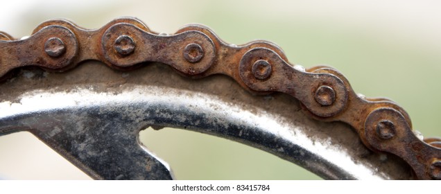 Macro Shot Of Some Old Rusty Bike Chain