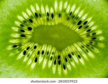 Macro Shot of a Translucent Backlit Kiwi Slice