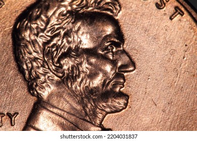 Macro Shot Of A US Penny With Abe Lincoln