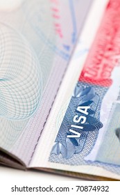 The Macro Shot Of A U.S. Visa On Passport Page