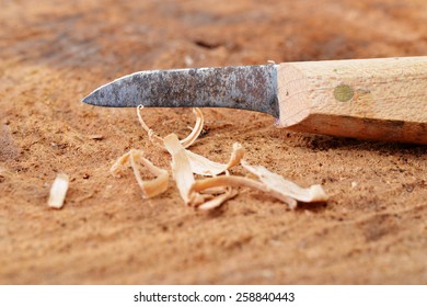 Macro Shot Of A Wood Carving Knife  