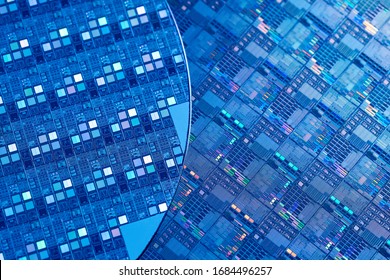Macro of silicon semiconductor wafer. - Shutterstock ID 1684496257