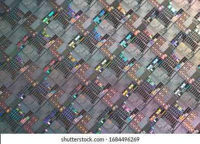 Macro of silicon semiconductor wafer. - Shutterstock ID 1684496269