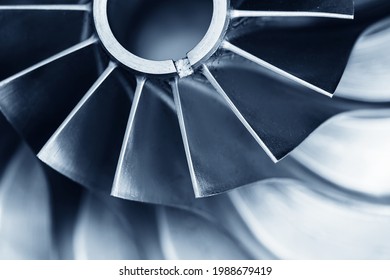 Macro steel blades of turbine propeller blue color. - Powered by Shutterstock