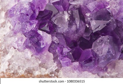 Macro Structure Of Natural Violet Amethyst Gem Stone Crystals Texture