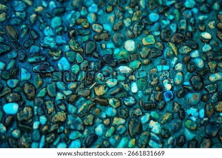 macro texture of blue cobblestone pavement