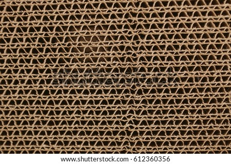 Macro texture of cardboard. Cardboard corrugated pattern. Abstract texture and background for designers. Brown paper texture and pattern. Closeup view of cardboard background.  