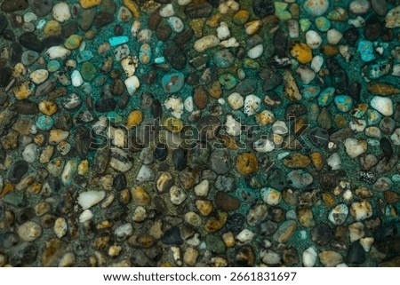 macro texture of colurful cobblestone pavement
