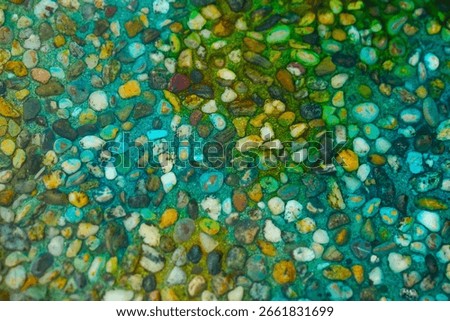 macro texture of colurful cobblestone pavement