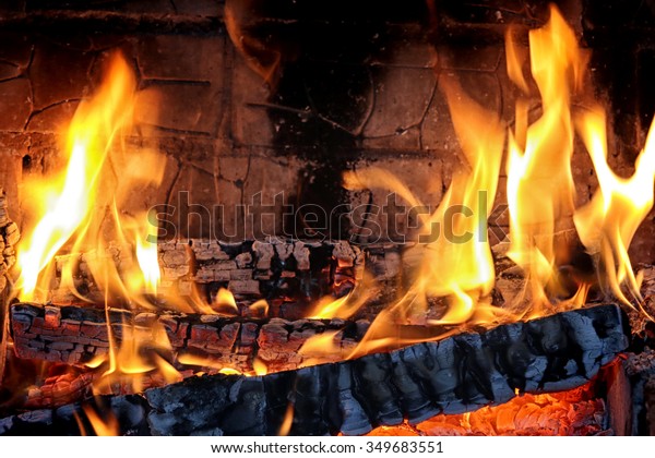 Macro Texture Flame Burning Logs Fireplace Stock Photo Edit Now