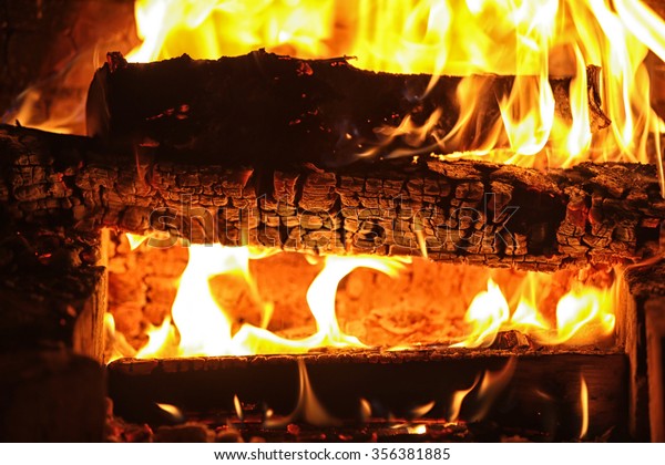 Macro Texture Flame Burning Logs Fireplace Stock Photo Edit Now