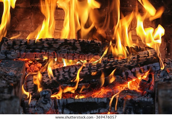 Macro Texture Flame Burning Logs Fireplace Stock Photo Edit Now
