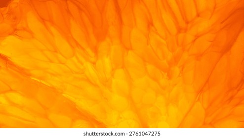 Macro texture of fresh orange pulp and juicy vesicles,An extreme close-up, macro shot revealing the intricate texture, fibers, and juicy segments of a ripe orange. The vibrant orange hue and natural light highlight the organic details and freshness of the fruit, making it ideal for food, health, or abstract background concepts.