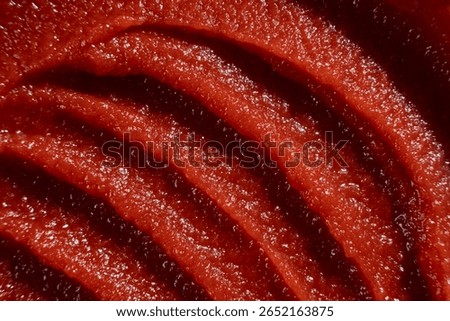 Macro Texture of Rich Tomato Paste. Culinary Red Background