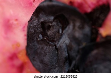 Macro Texture Of Smash Blueberry Fruit