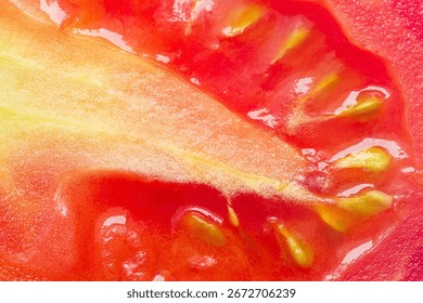 Macro tomato texture,Tomato texture as a background. A close shot of a Tomato . Macro photo. Tomato . Close-up