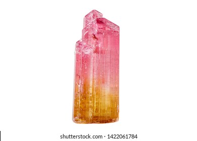 Macro Tourmaline Mineral Stone On White Background Close Up