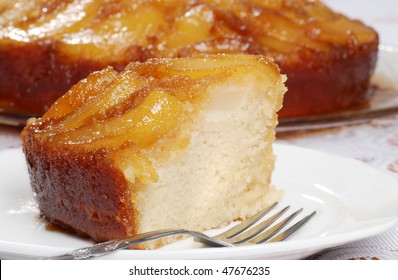 Macro Upside Down Pear Cake