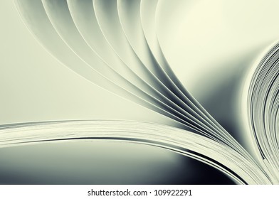 Macro View Of Book Pages. Toned