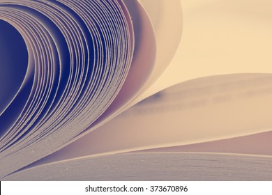 Macro View Of Book Pages. Toned Image. Copy Space For Text