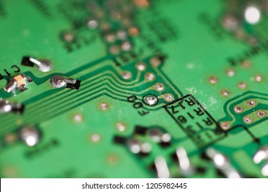 Macro view of a circuit board.