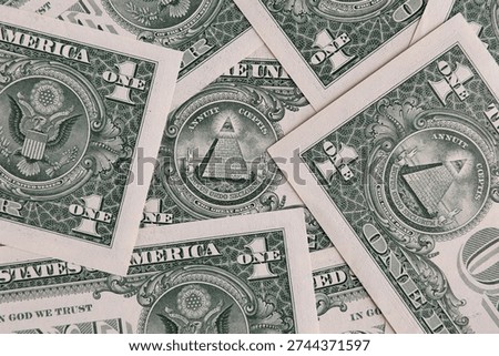 Macro View of One US Dollar Bills with Focus on the Pyramid and Eye of Providence
