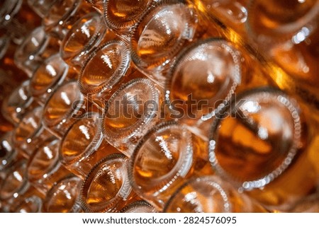 Macro view of transparent bubble wrap glowing in warm amber light.