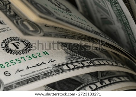 Macro View of US One Dollar Bill Stack