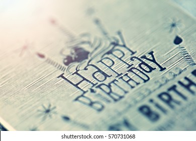 Macro Of Vintage Tone Color Birthday Card Decoration Closeup Abstract Blur Background