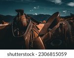 macro of western cowboy cowgirl saddle