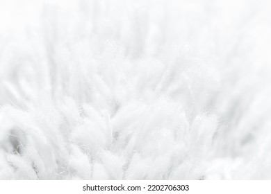 Macro Yarn Texture,Abstract Macro Shot Of A Light Grey Carpet With Long Fibers. Macro Photography Concept