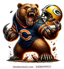 Realistic Grizzly Bear Chicago Bears Football AI-generated image ...