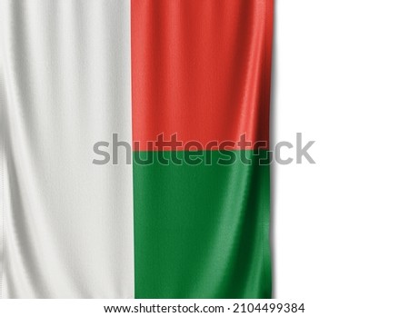 Madagascar flag isolated on white background. Close up of the Madagascar flag. flag symbols of Malagasy.