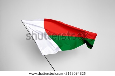 Madagascar flag isolated on white background with clipping path. flag symbols of Madagascar. flag frame with empty space for your text.
