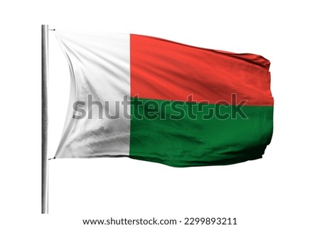 Madagascar flag isolated on white background with clipping path. flag symbols of Madagascar. flag frame with empty space for your text.
