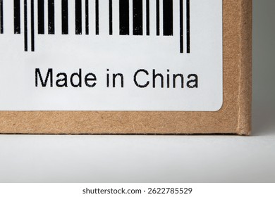 Made in China with code on a cardboard