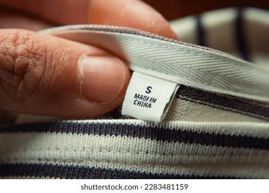 "Made in China" on a T-shirt label