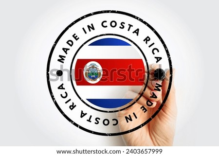 Made in Costa Rica text emblem stamp, concept background
