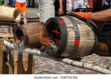 Made Oak Barrel, Burning Inside