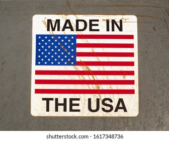 Made In USA Sticker On Metal.