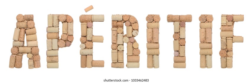 Apéritif Made Of Wine Corks Isolated On White Background